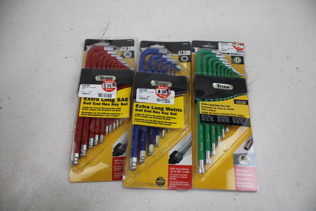 Titan Ball End Hex Key Sets, Extra Long Star Key Set, 3 Pieces