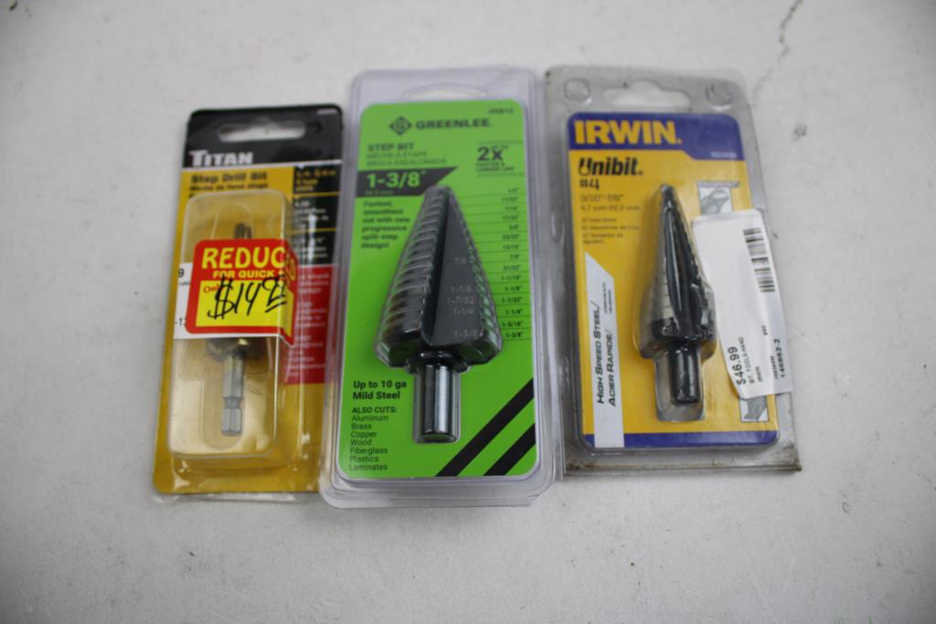 Titan, Greenlee, Irwin Step Drill Bits, 3 Pieces