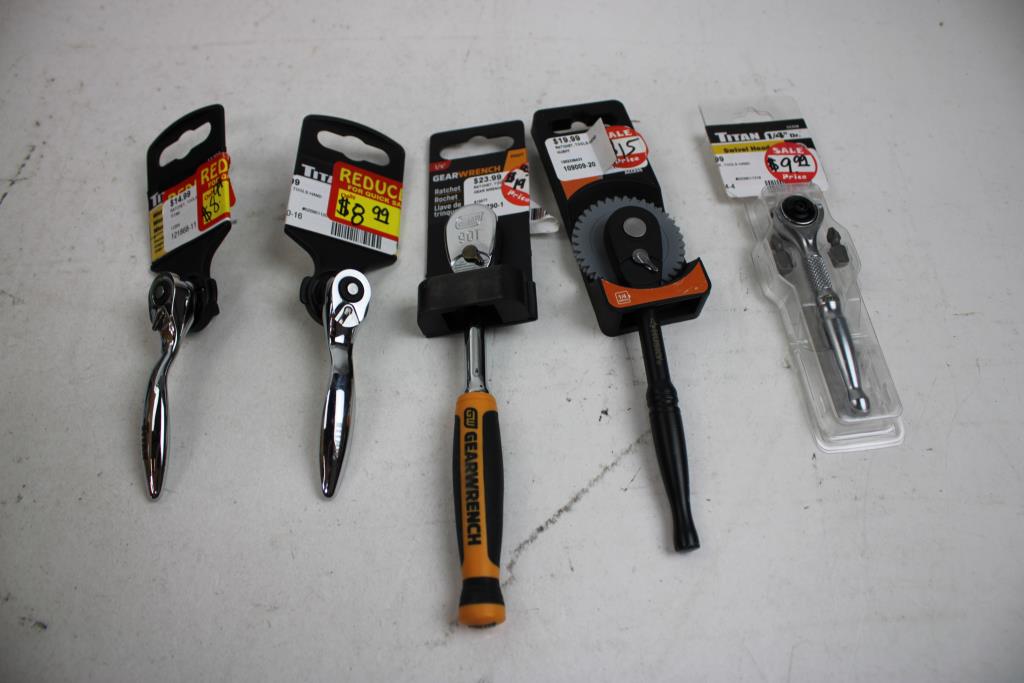 Titan, Kobalt, Craftsman, GearWrench, And More Extension Bar And Ratchets, 9 Pieces