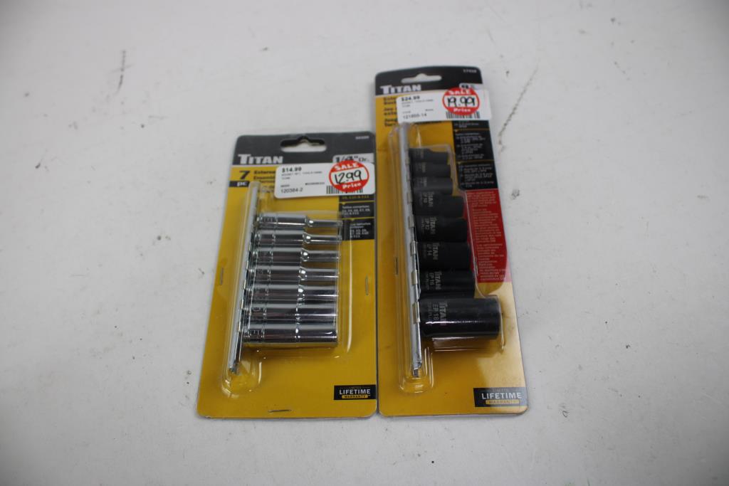 Titan, Power Torque 1/4", 3/8" Drive External Sockets Sets, 3 Pieces