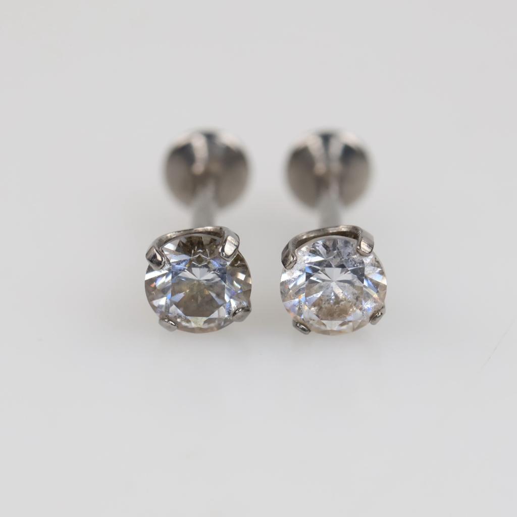Titanium Clear Stone Stud Earrings