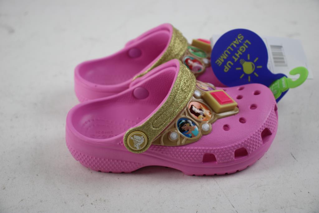 Toddler Girls Classic Disney Princess Light Up Crocs Size C9