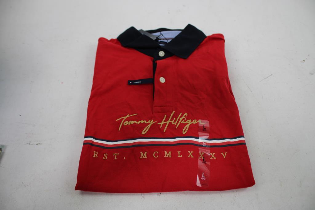 Tommy Hilfiger Men's Polo Shirts, Large, 2 Pieces