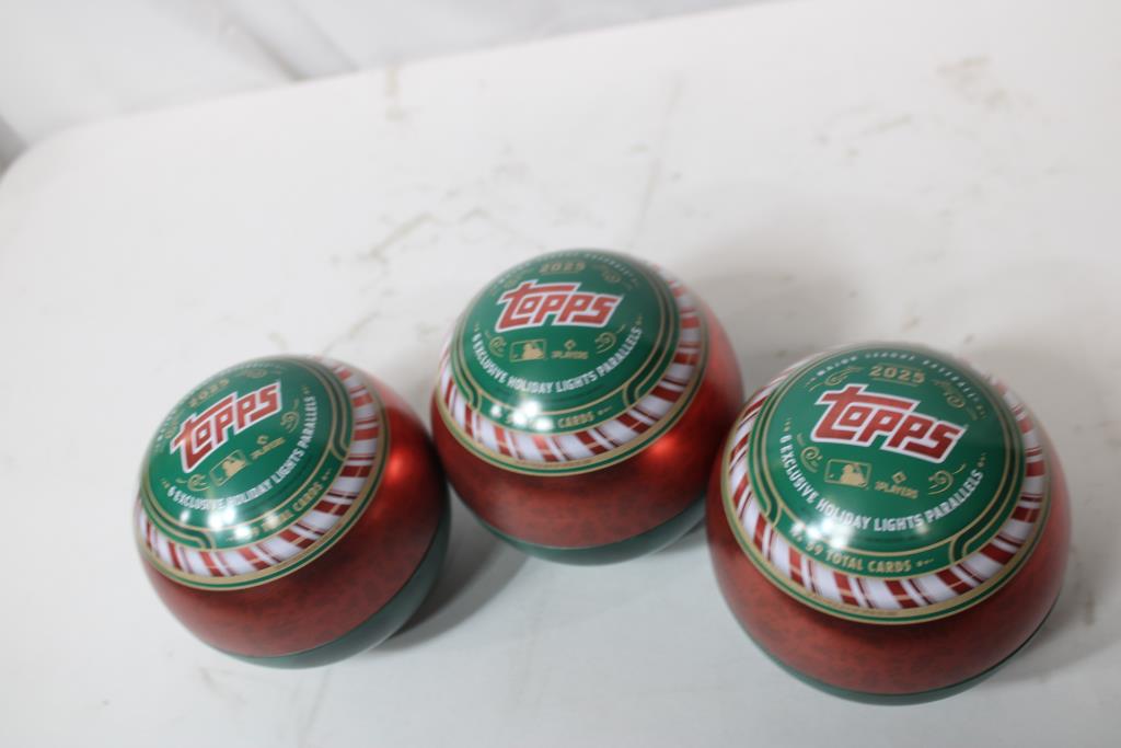Topps 2025 Holiday Baseball Trading Cards Collectors Tin 3 Pieces