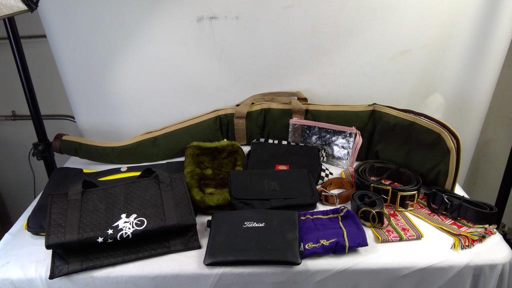 Tote Bag, Rifle Bag, Laptop Bag, Zipper Pouches, Belts, And More, 15 Pieces