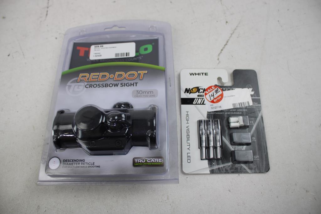 TruGlo Red Dot 30mm Crossbow Sight, Nockturnal White Lighted Nocks, 2 Pieces