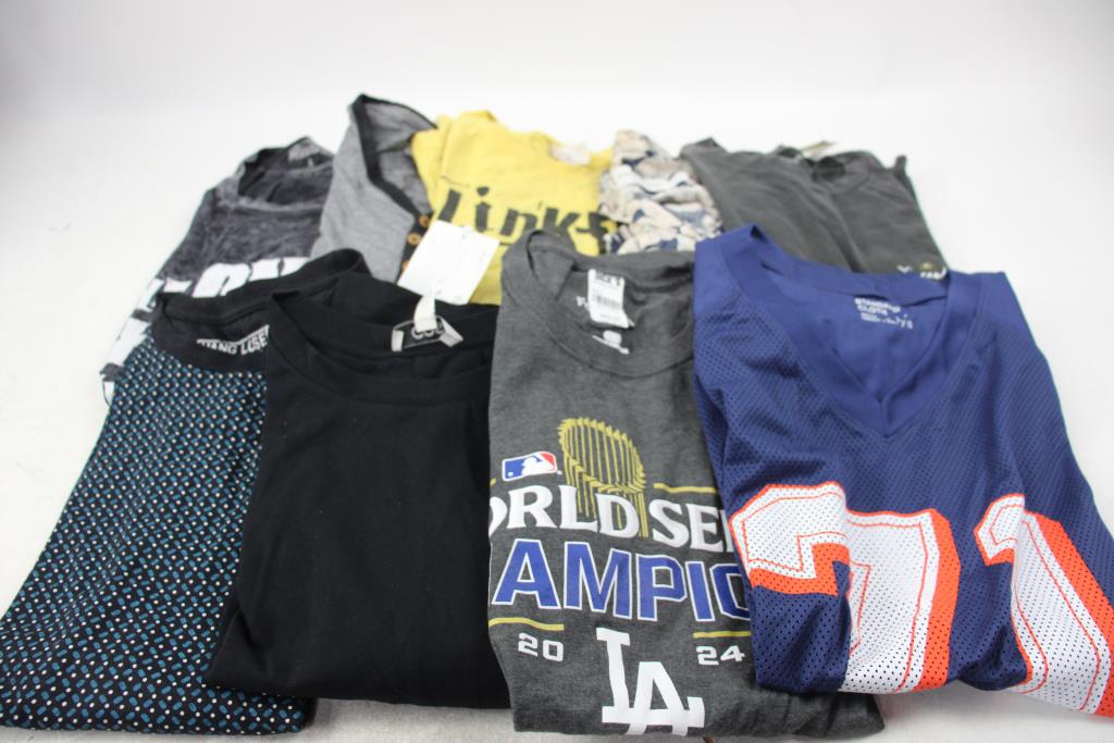T-Shirts, Button-Up, Sports Jersey And More Large Shirts Bulk Lot, 9 Pieces