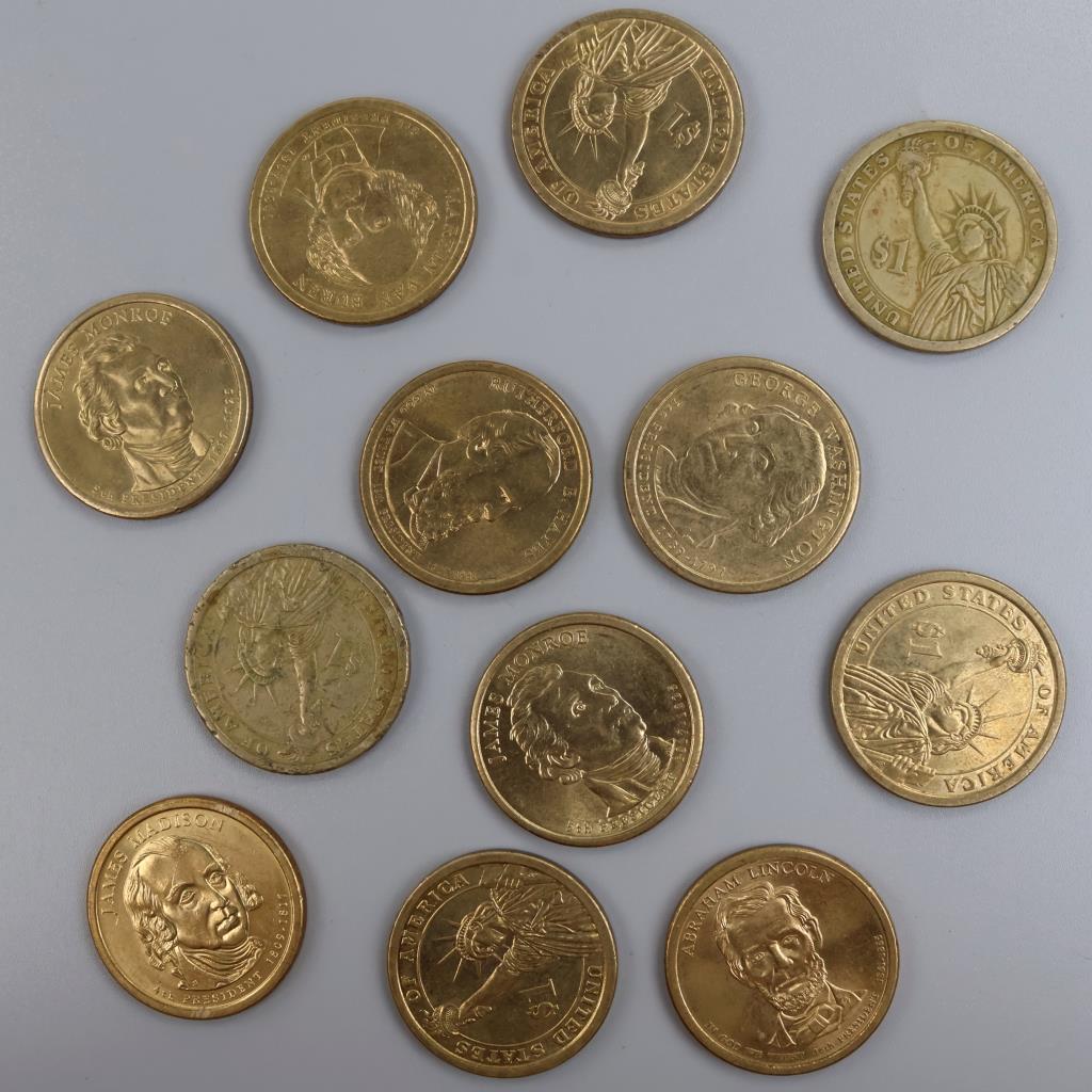 Twelve US Presidential Dollar Coin