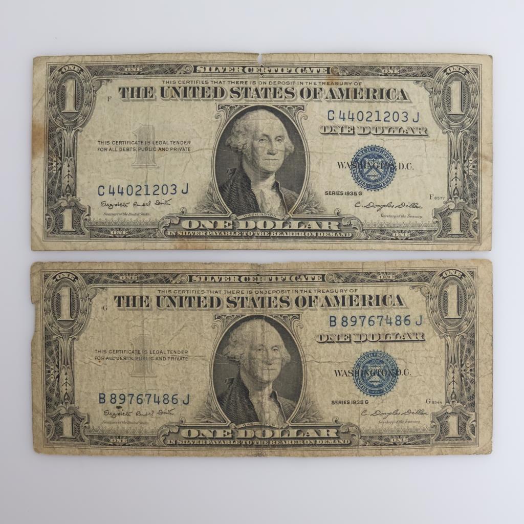 Two 1935G US Silver Certificate 1 Dollar Bills | Property Room