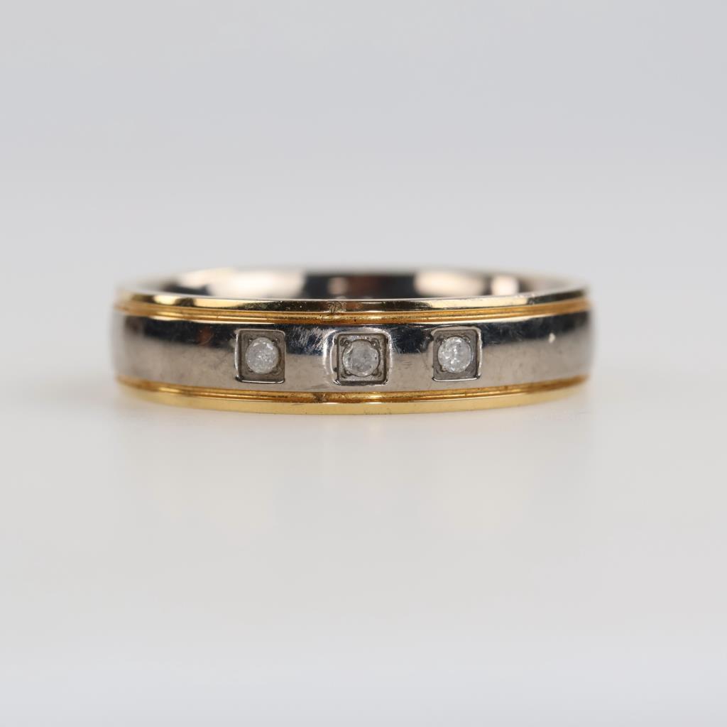 Two Tone Titanium Diamond Band