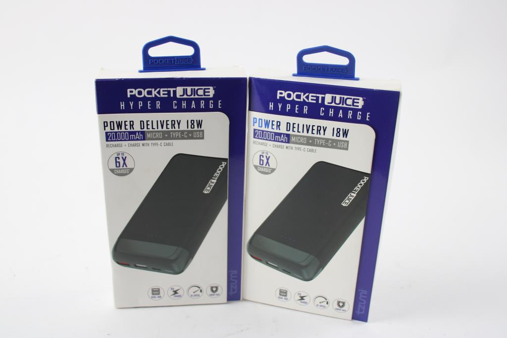 Tzumi Pocket Juice Hyper Charge 18W Power Banks, 2 Pieces Property Room