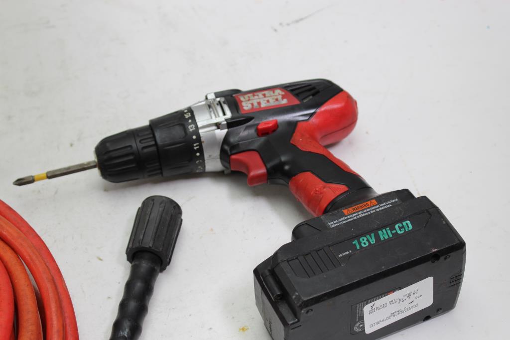 Ultra Steel Cordless Drill And Air Hose, 2 Pieces Property Room