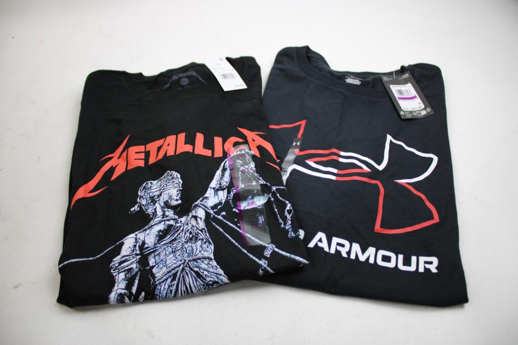 Under Armour 2XL T-Shirt, Metallica XXL T-Shirt, Volcom XXL Button-Up, 3 Pieces