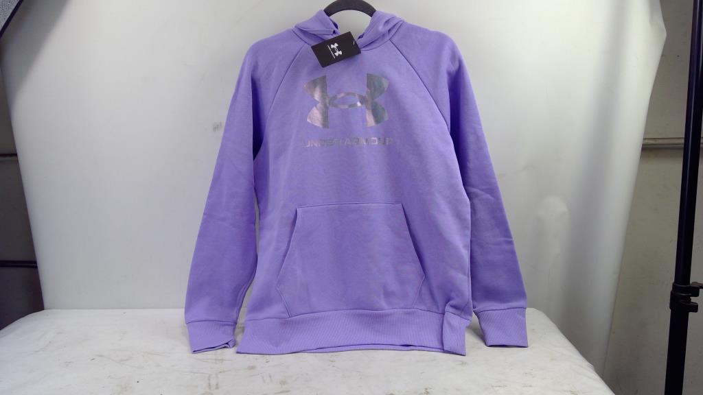 Under Armour Rival Fleece Shimmer Hoodie, Purple, Size Medium