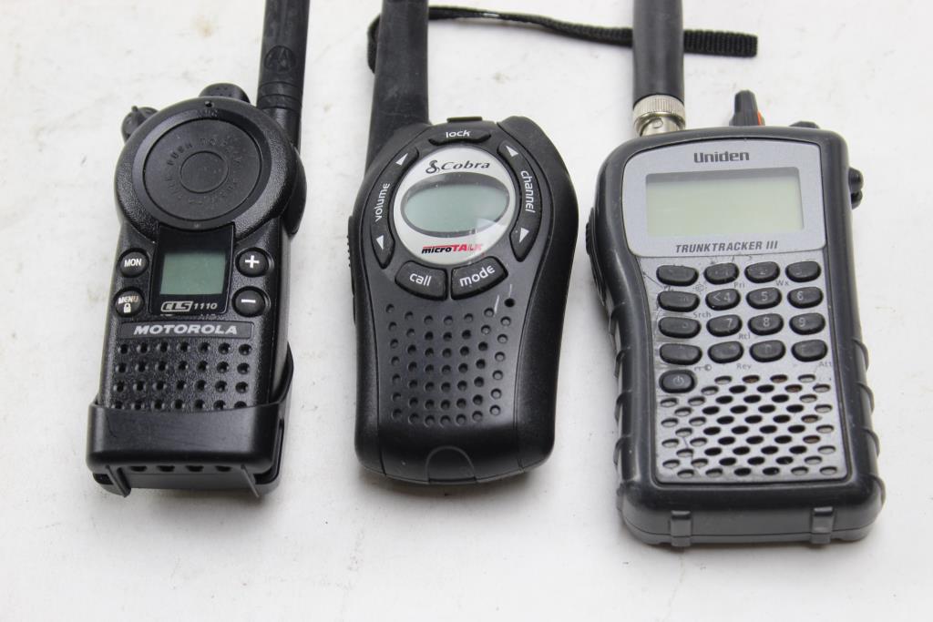 Uniden, Motorola, Cobra 2 Way Radios, 3 Pieces Property Room