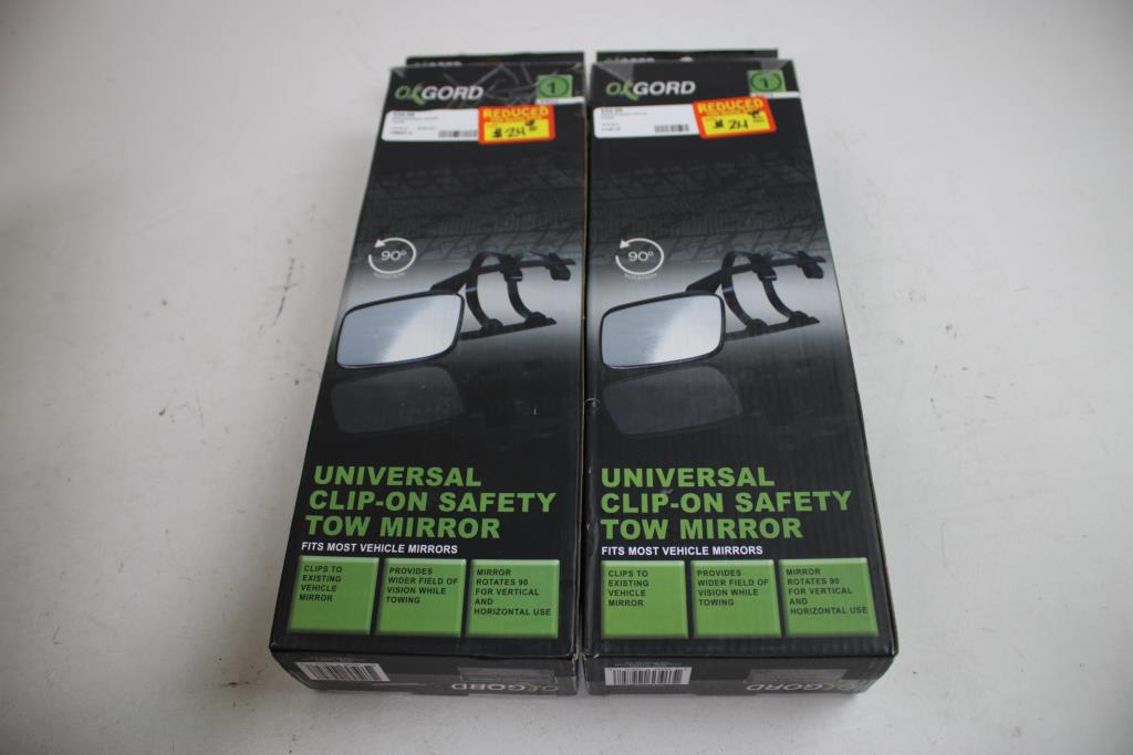 Universal Clip-On Tow Mirrors, Trailer Break-Away System, Stanley Safety Strap, 4 Pieces
