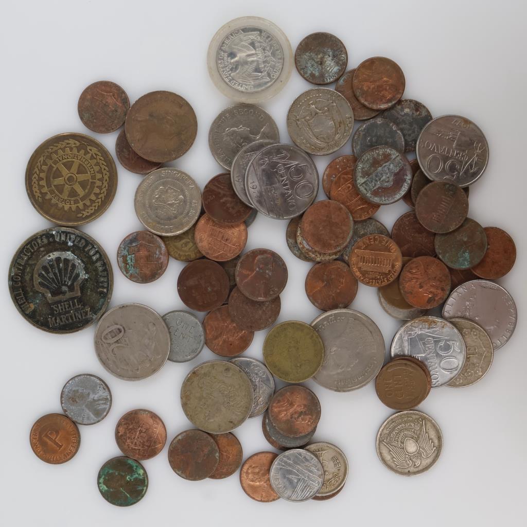 US And Foreign Currency With Tokens, 70+