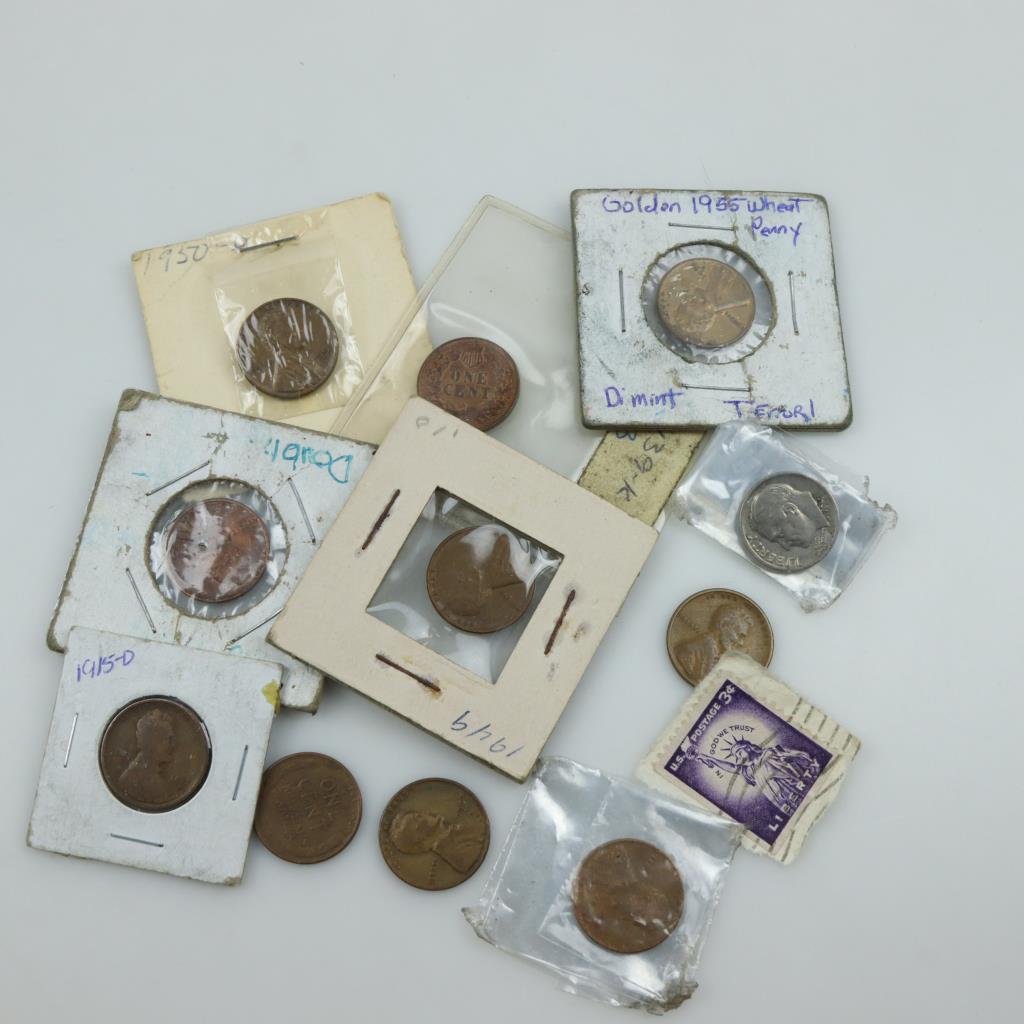 US Coins And Stamp, 12 Pieces Property Room