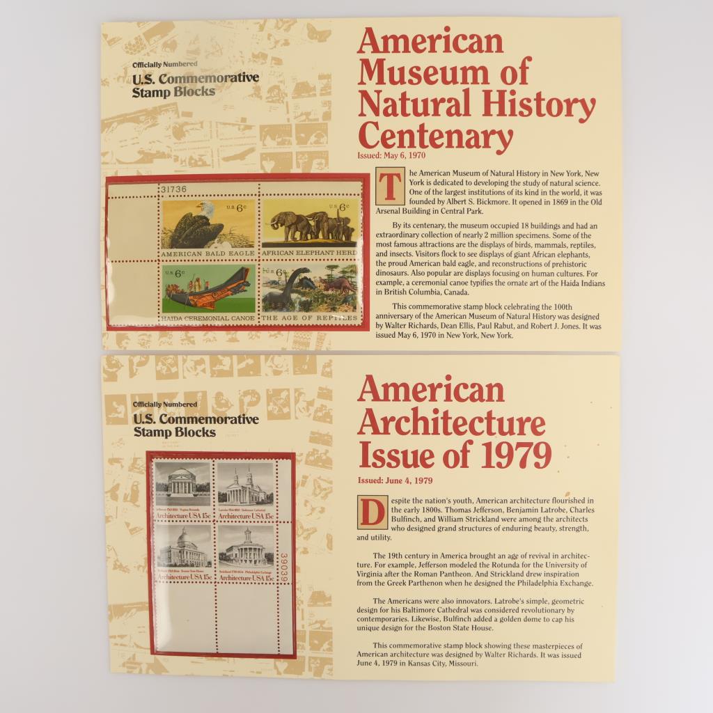 US Commemorative Stamp Blocks, 8 Stamps