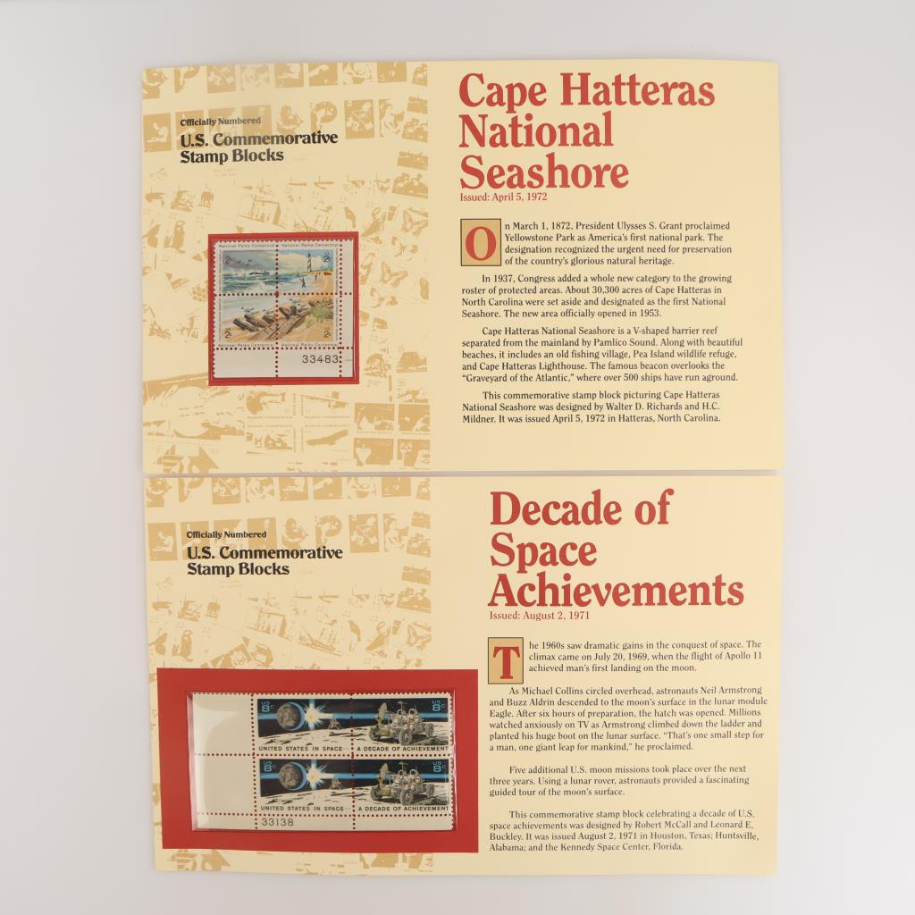 US Commemorative Stamp Blocks, 8 Stamps