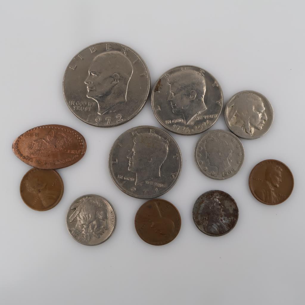 US Currency And Tokens, 11 Pieces