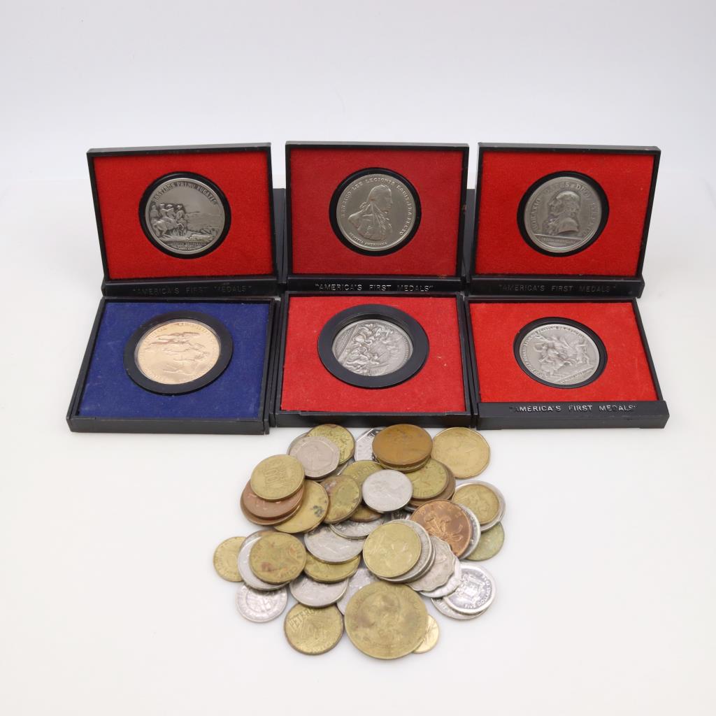 US, Foreign Currency And Tokens, 30+ Pieces Property Room