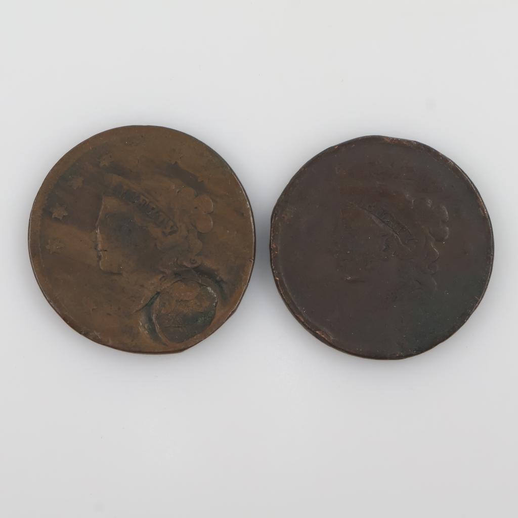 US Matron Head Large Cent; 2 Pieces