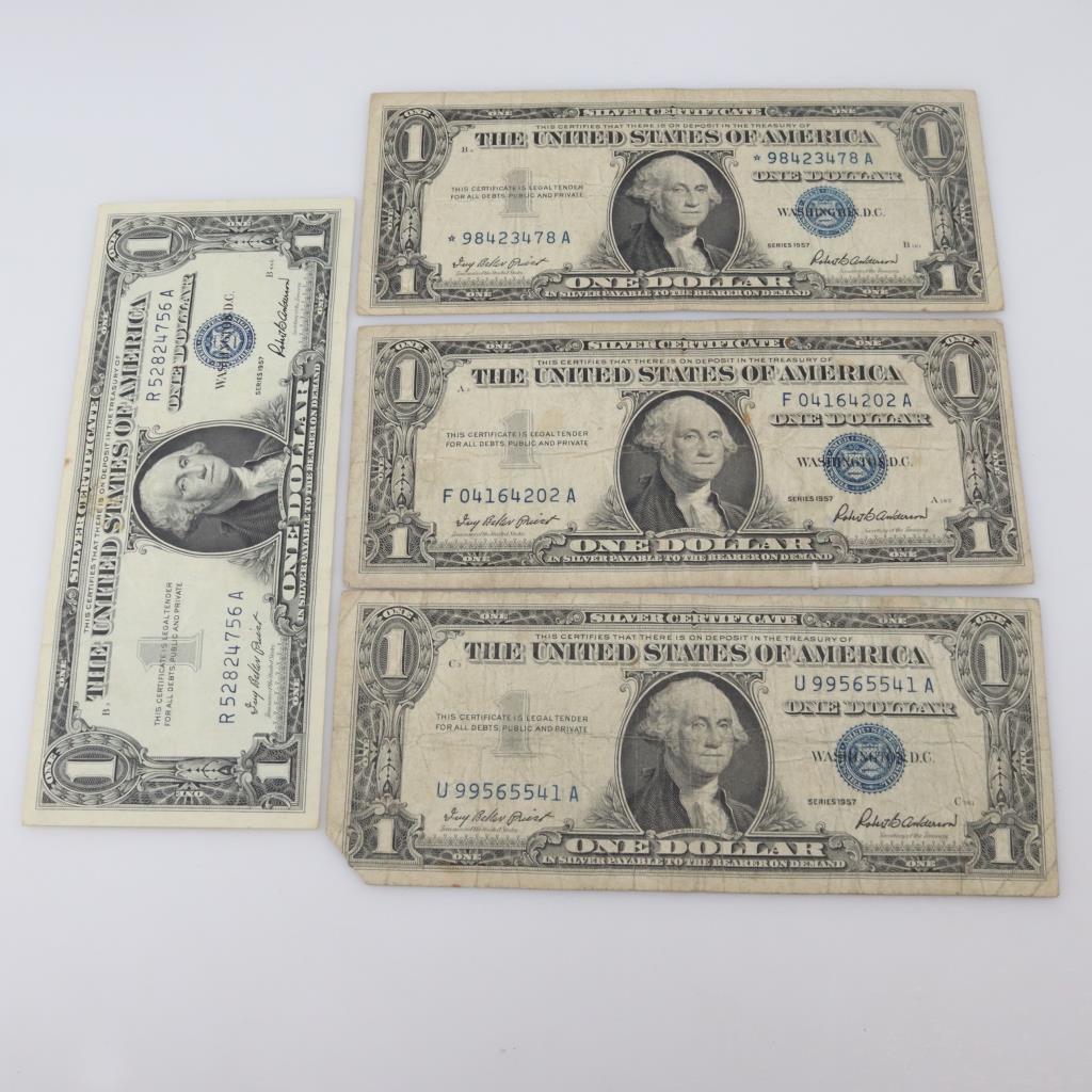 US One Dollar Silver Certificate, 4 Pieces | Property Room