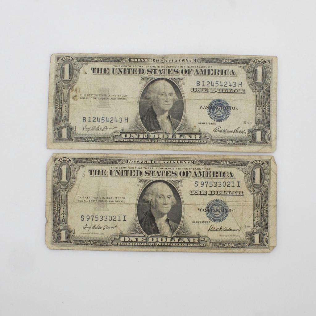 US Silver Certificate 1 Dollar, 2 Pieces