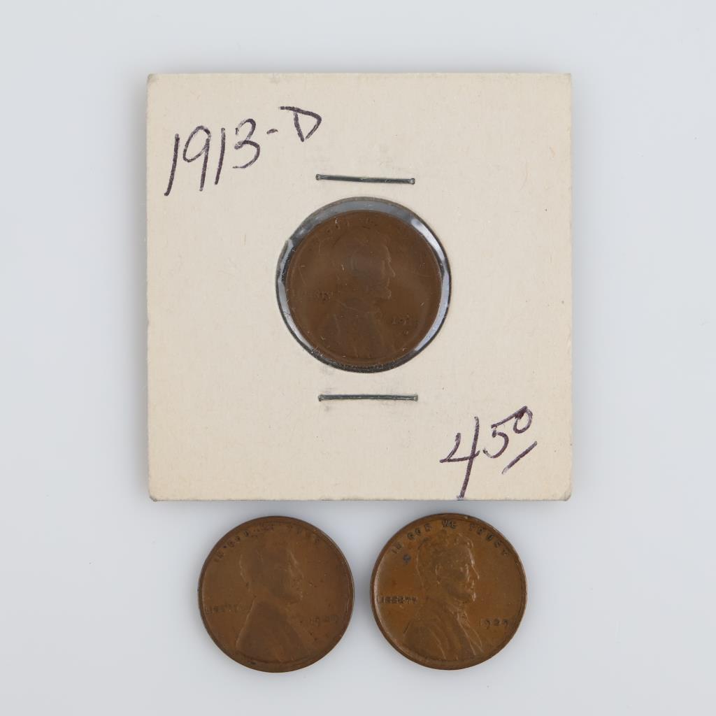 US Wheat Penny, 3 Pieces