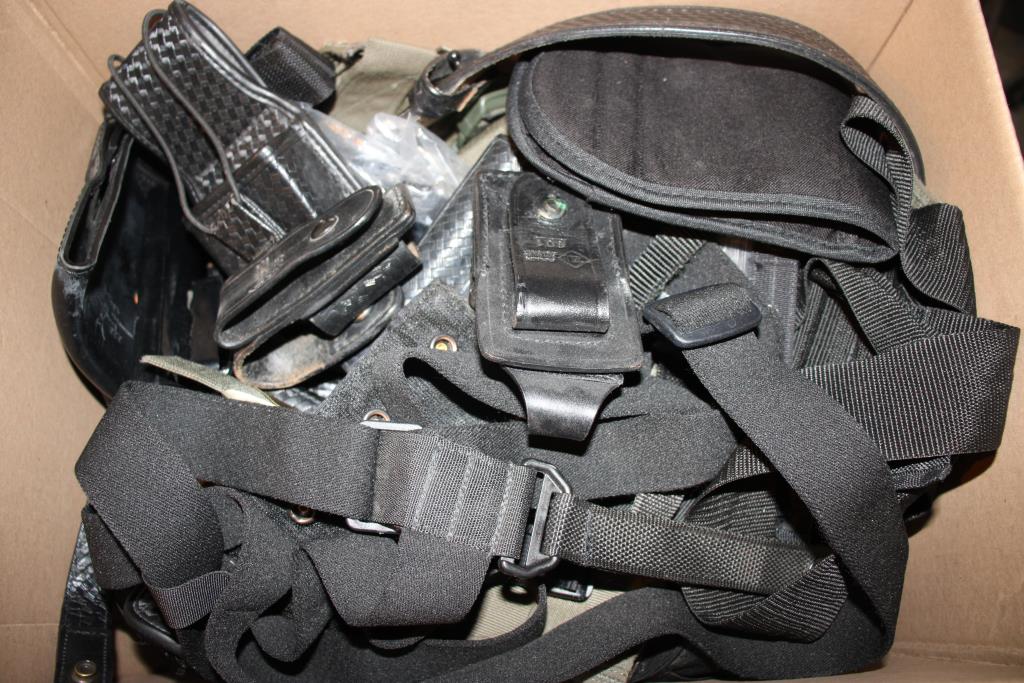 Utility Belts, Gun Holsters, And More Bulk Lot, 30+ Pieces Property Room