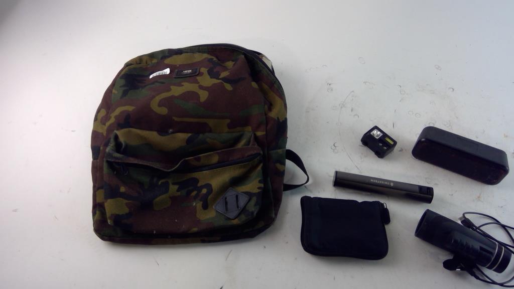 Vans Backpack With Headlamp, Monocular, And More, 3 Pieces | Property Room