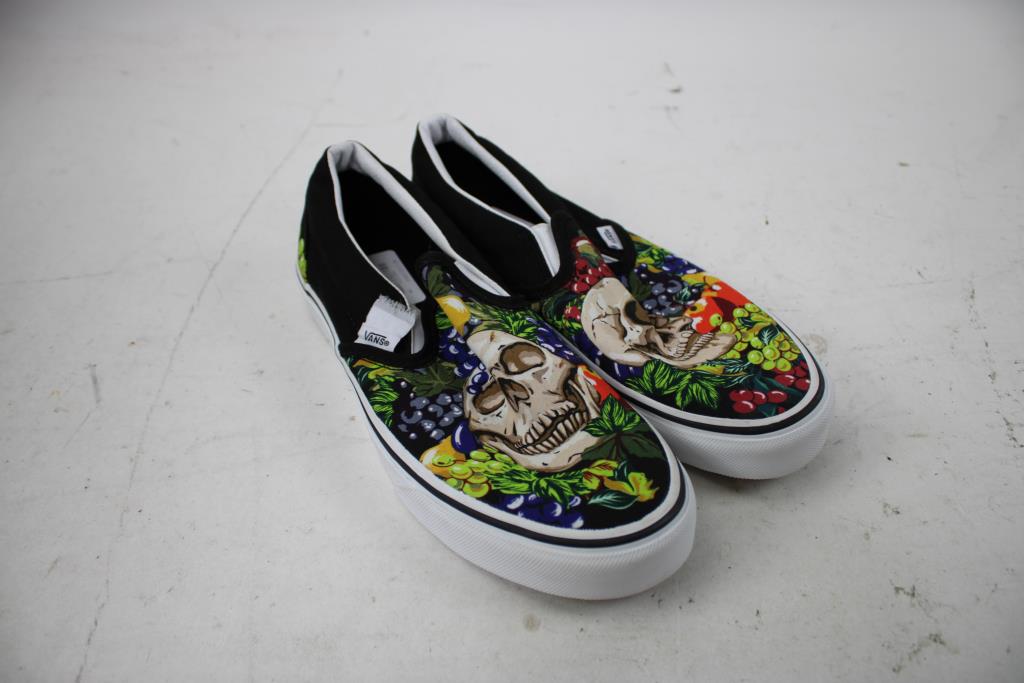 Vans Classic Slip-On Fruit Skull Unisex Sneakers, Men's 8/Women's 9.5