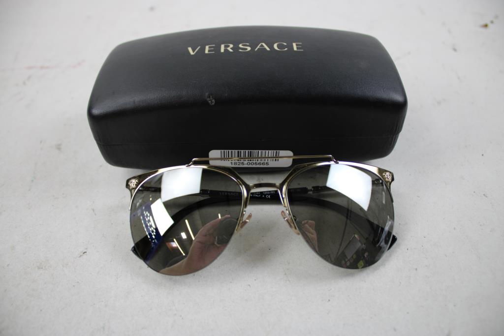 Versace Men's Pilot-Aviator Slim Metal Double Bridge Sunglasses