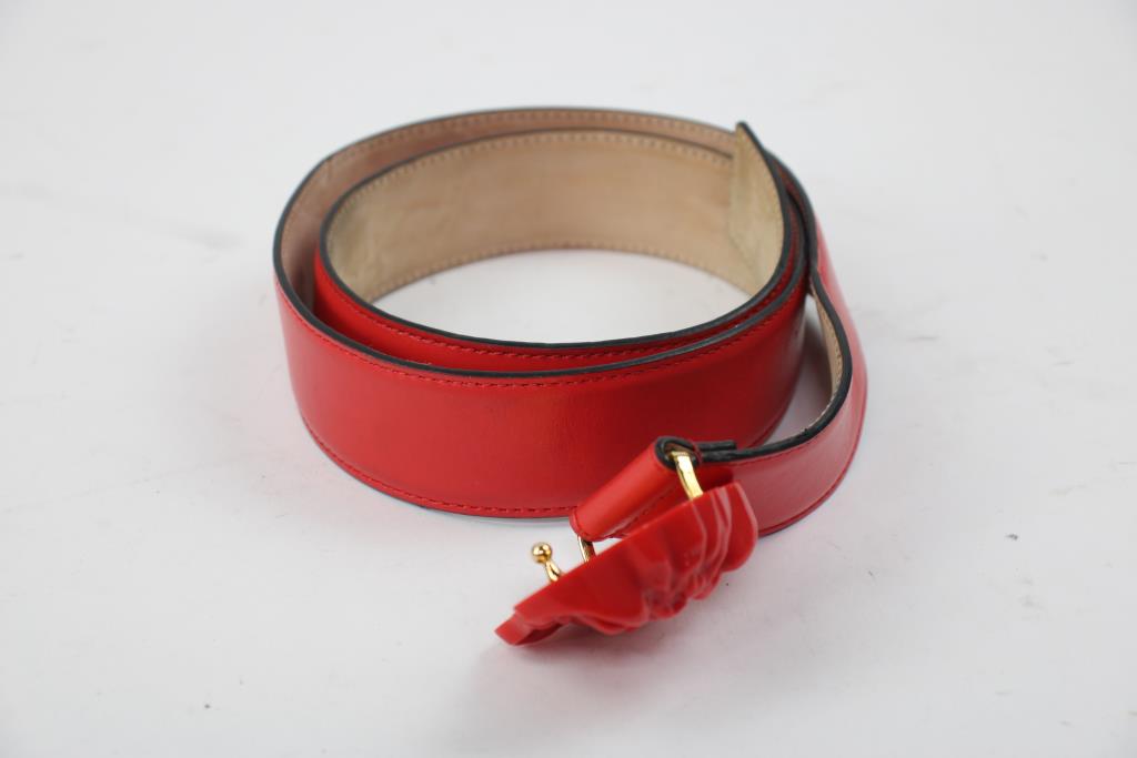Versace Red Leather Medusa Head Belt