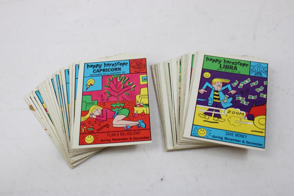 Vintage 1972 Philadelphia Gum Happy Horoscope Trading Cards 100+ Cards Property Room