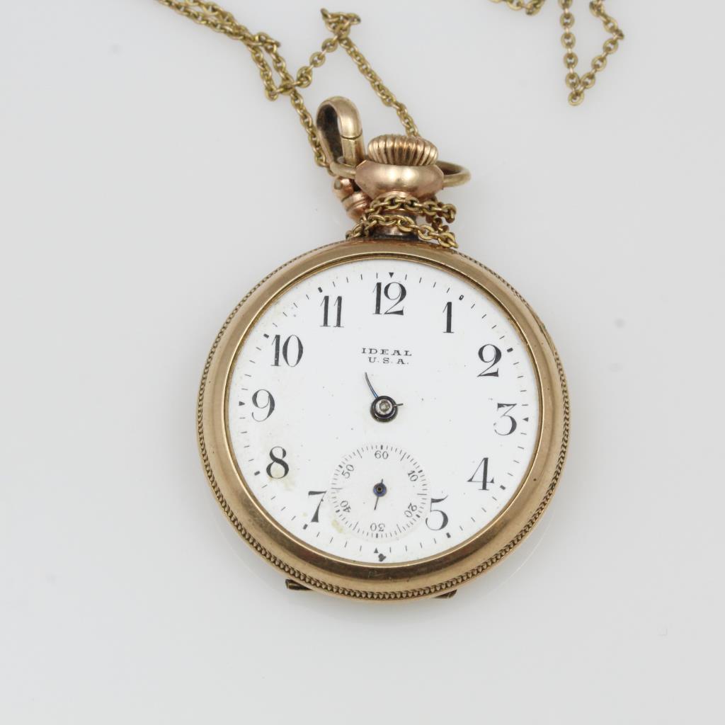 Vintage Ideal U.S.A. 9kt Gold Filled Pocket Watch With Gold Plated