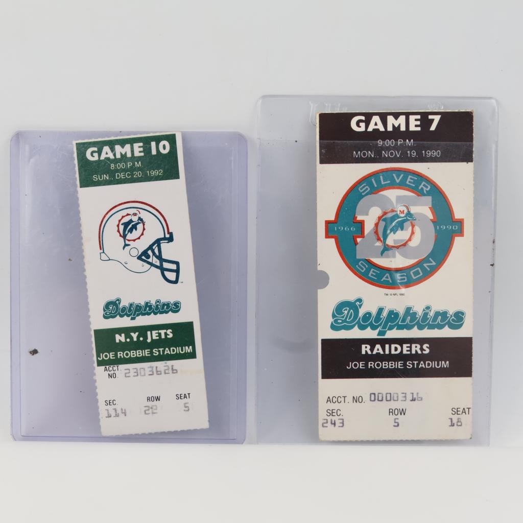 Vintage NFL Miama Dolphins Ticket Stubs