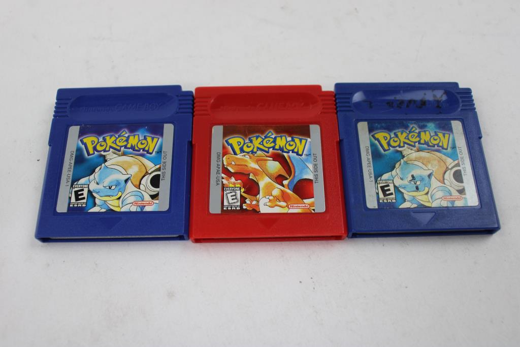 Vintage Pokemon Blue And Red Game Boy Video Games