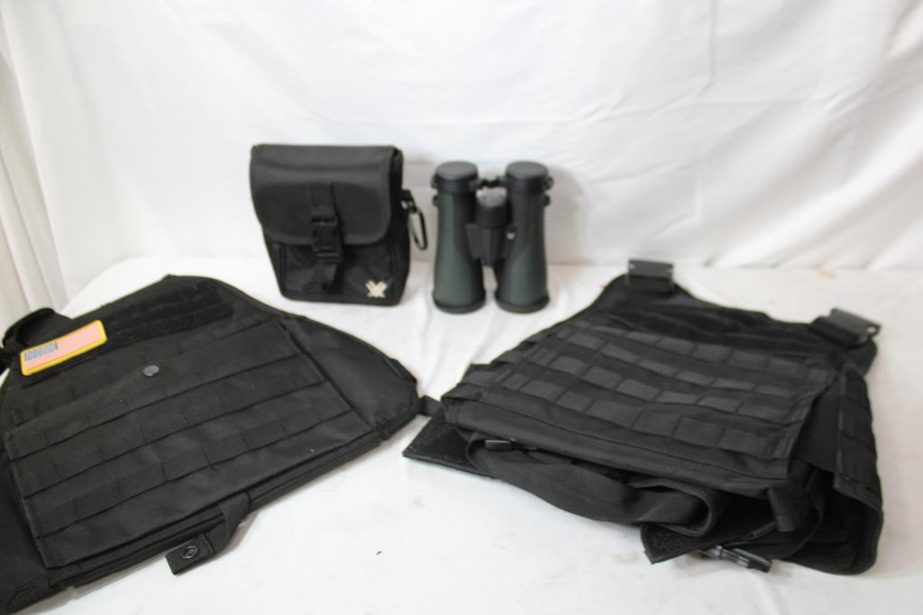 Vortex Crossfire 12x50 Binoculars, Black Tactical Vest, 2 Pieces