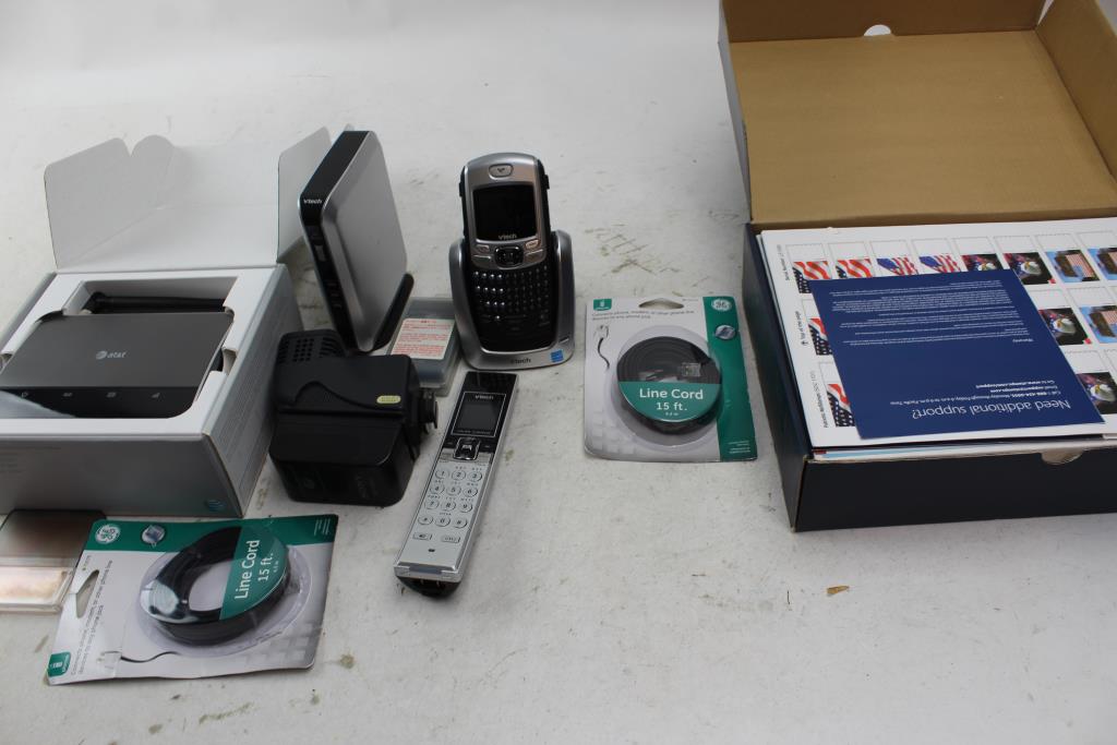V Tech Phone At T Wireless Home Base Solidex Camera Flash And More 5 Items Property Room