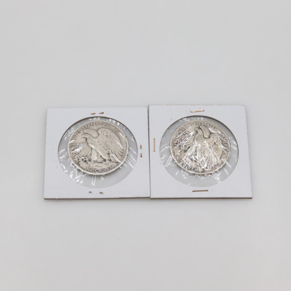 Walking Liberty Silver Half Dollar, 2 Pieces Property Room