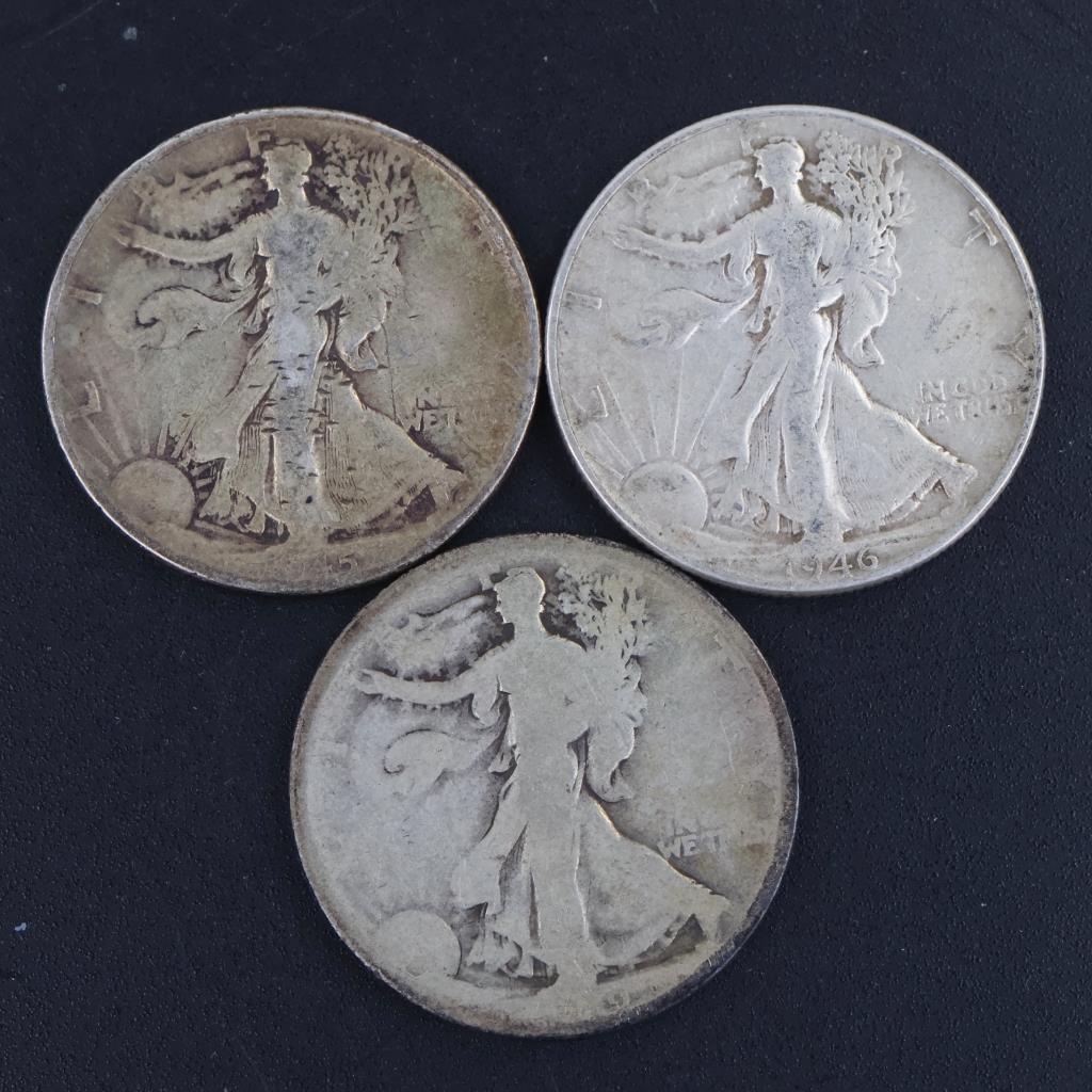 Walking Liberty Silver Half Dollar, 3 Pieces