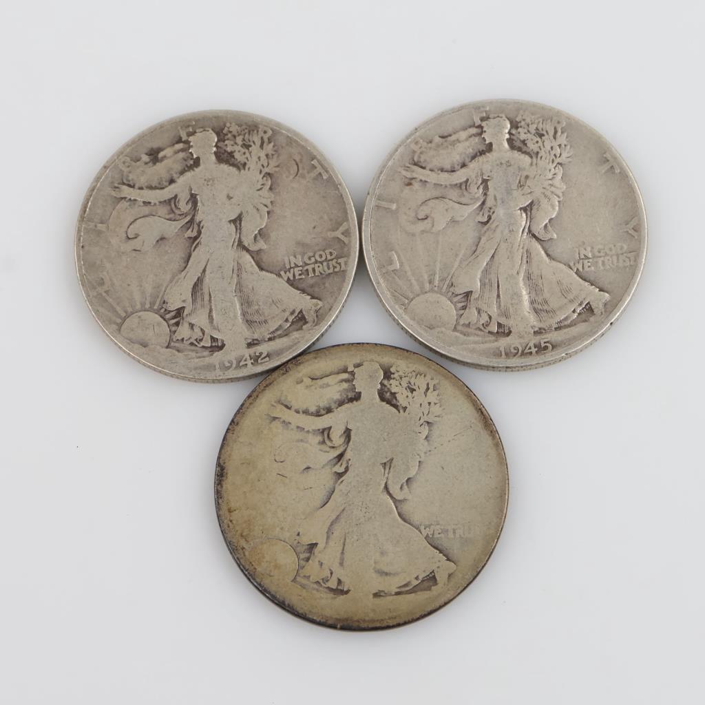 Walking Liberty Silver Half Dollar, 3 Pieces