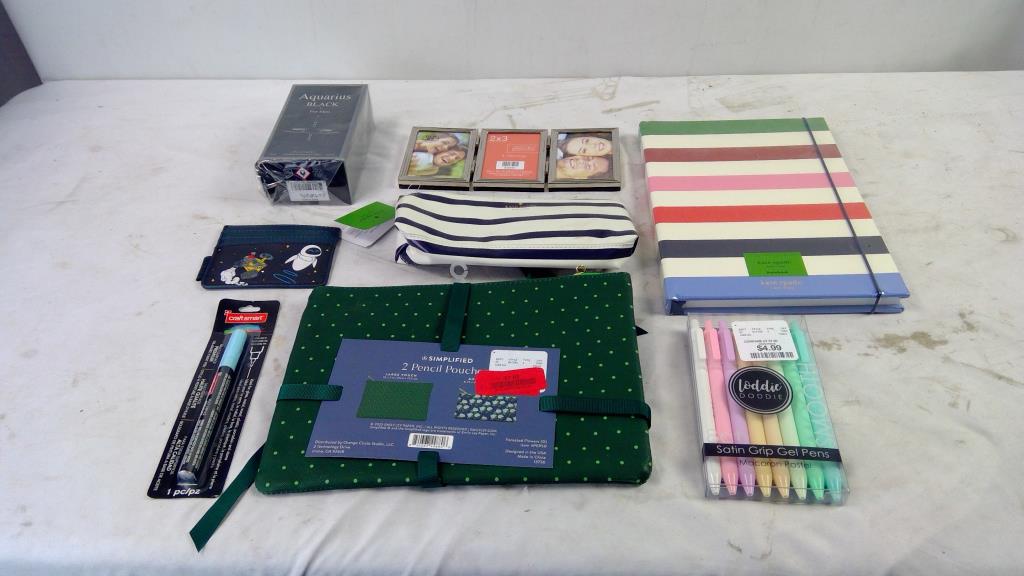 Wall-E Card Holder, Paint Pen, Kate Spade Notebook, Pencil Pouches, And More, 8 Pieces