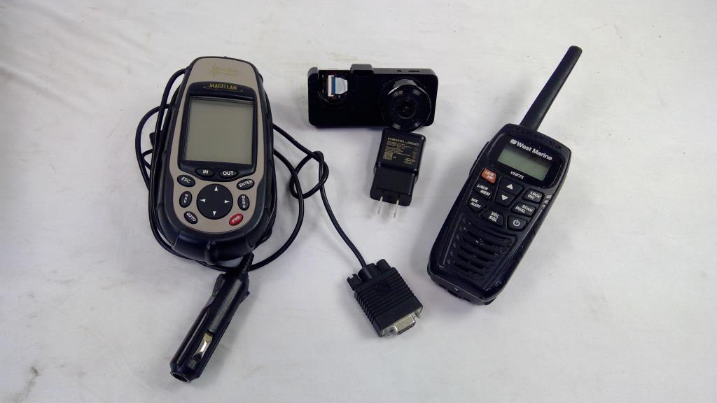 West Marine Handheld VHF Radio, Meridian Gold Magellan GPS, And More, 3 Pieces