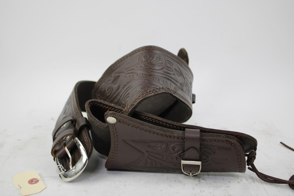 Western Brown Leather Holster Belt