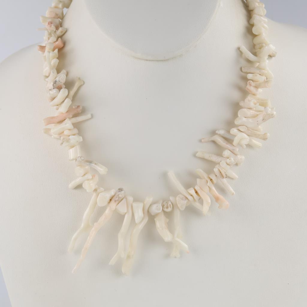 White Coral Sterling Silver Beads And Clasp