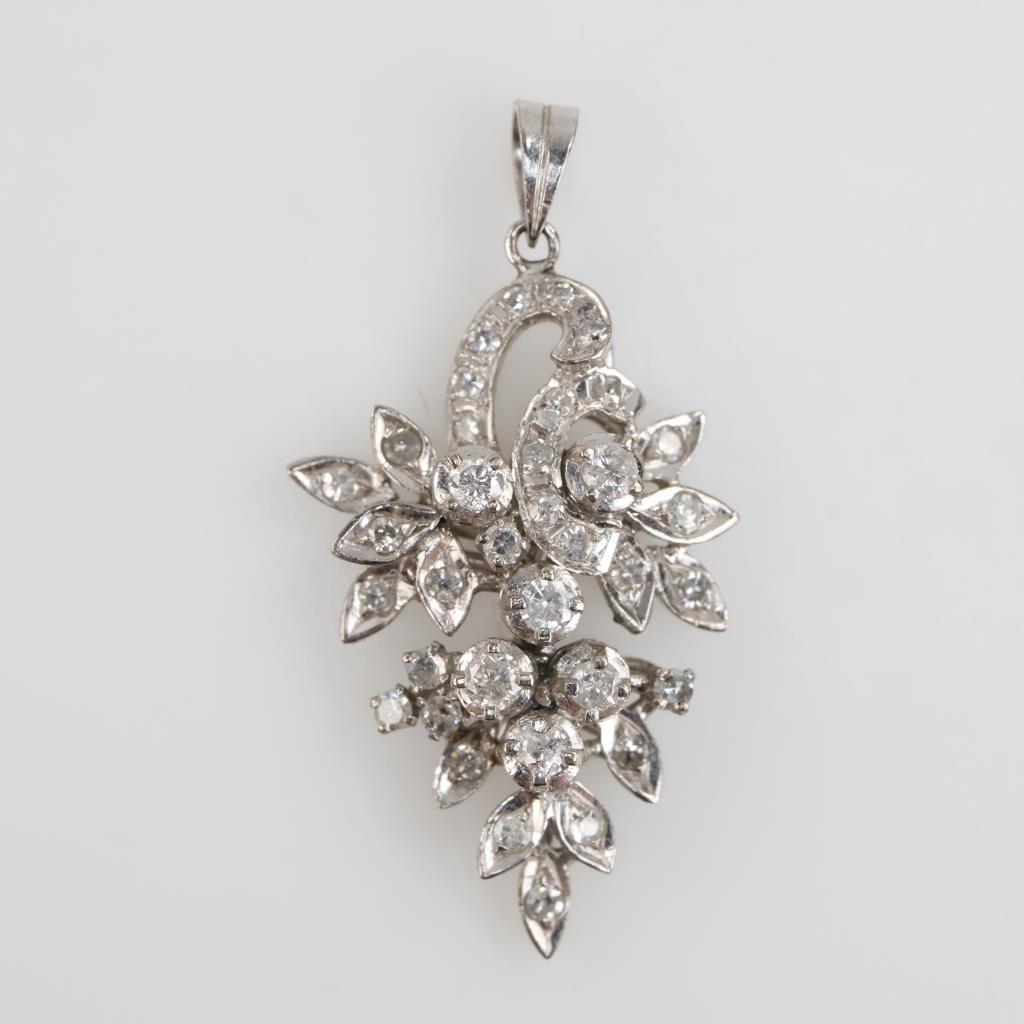 White Gold Plated Articulated Diamond Pendant