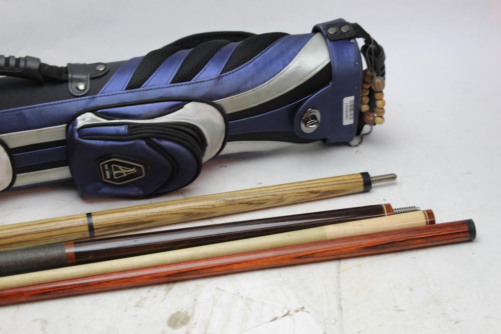 WM Woodworth Pool Cue And Cue Case Property Room